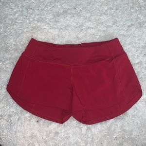 Red Lululemon Speed Up Short. Size 4